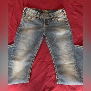 y2k low rise flare Silver jeans with accents / double button